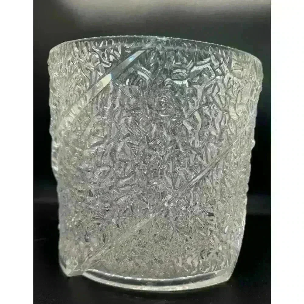 Vintage Mid-Century Modern Lucite Iceberg Textured Ice Bucket Stunning Clear
